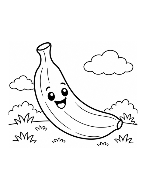 Printable banana coloring page for ages 3-4.