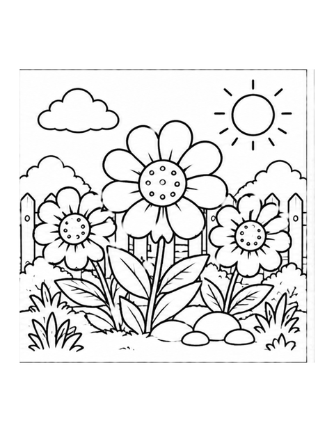 Printable flower coloring page for ages 5-6.