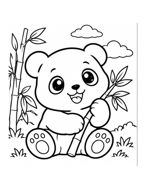 Printable panda coloring page for ages 3-4.